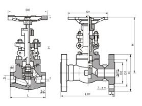 J41H-150LB美標(biāo)鑄鋼截止閥結(jié)構(gòu)圖