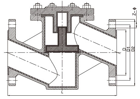 H41F4-10/16、H41F46-10/16襯氟止回閥結(jié)構(gòu)圖片